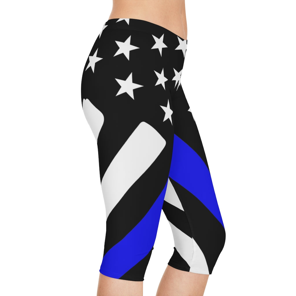 Thin Blue Line Stars n Stripes Women's Capri Leggings