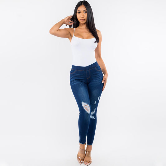 Classic Distressed Denim Jeggings