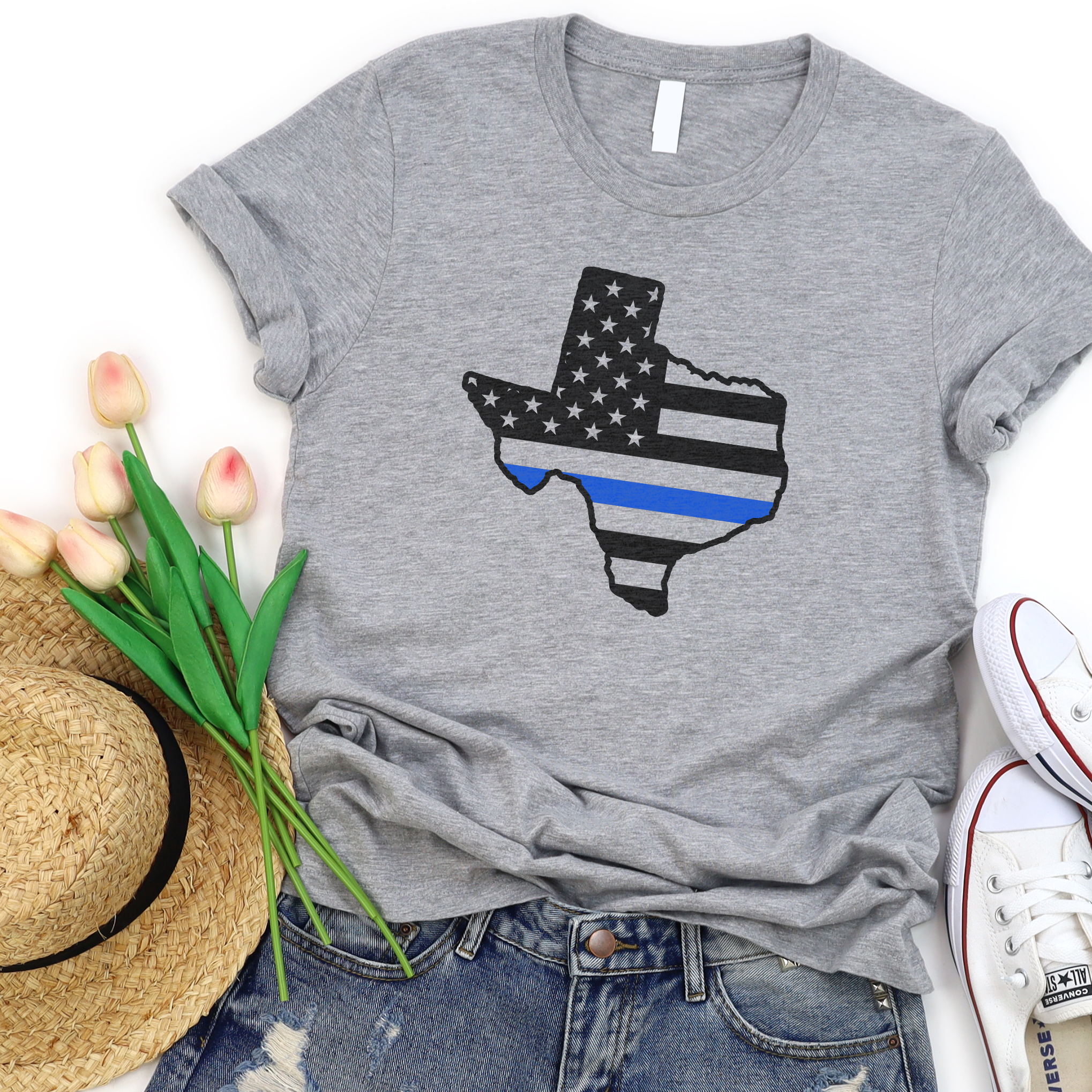 Thin Blue Line USA Flag State T-Shirt