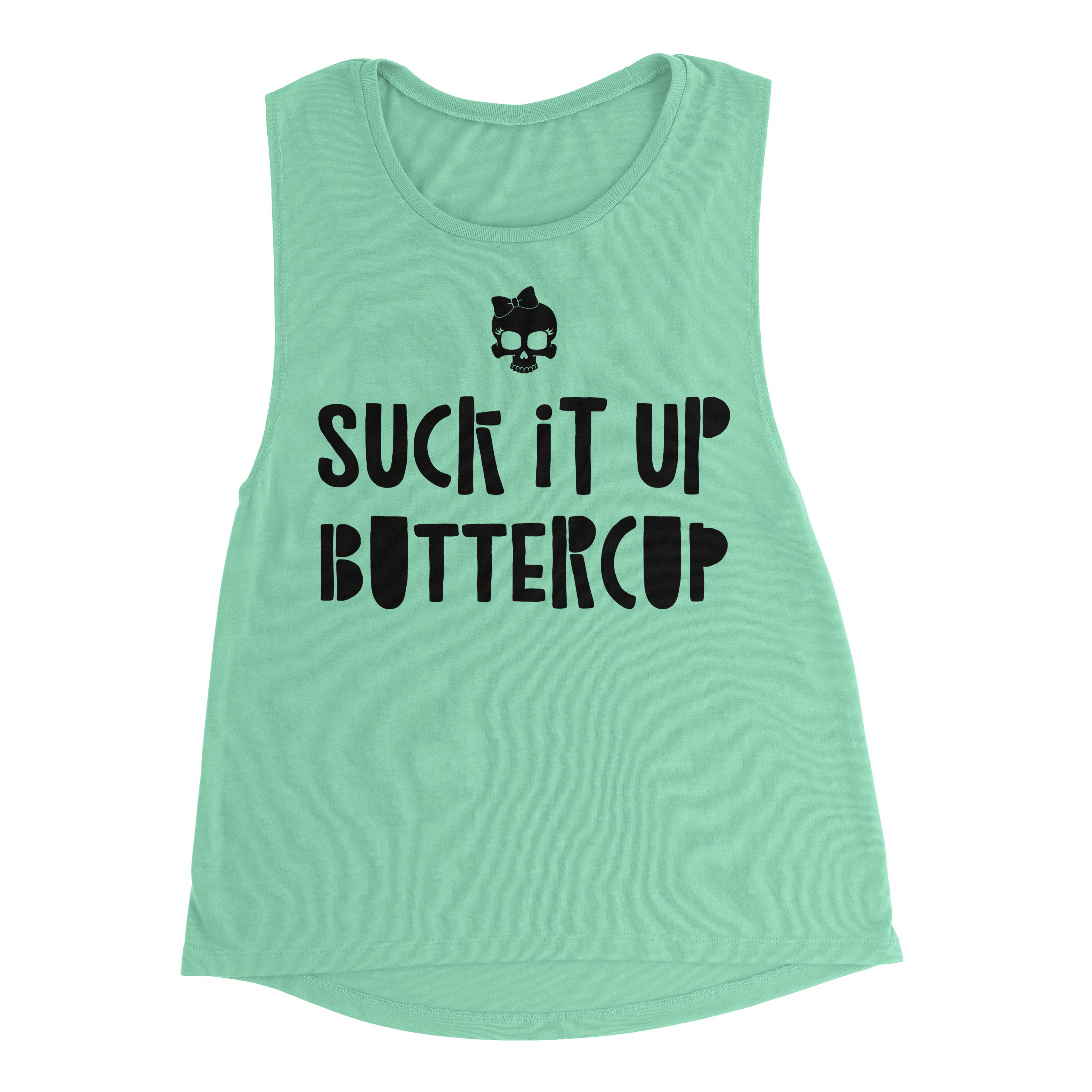 Suck It Up Buttercup Bow Skull