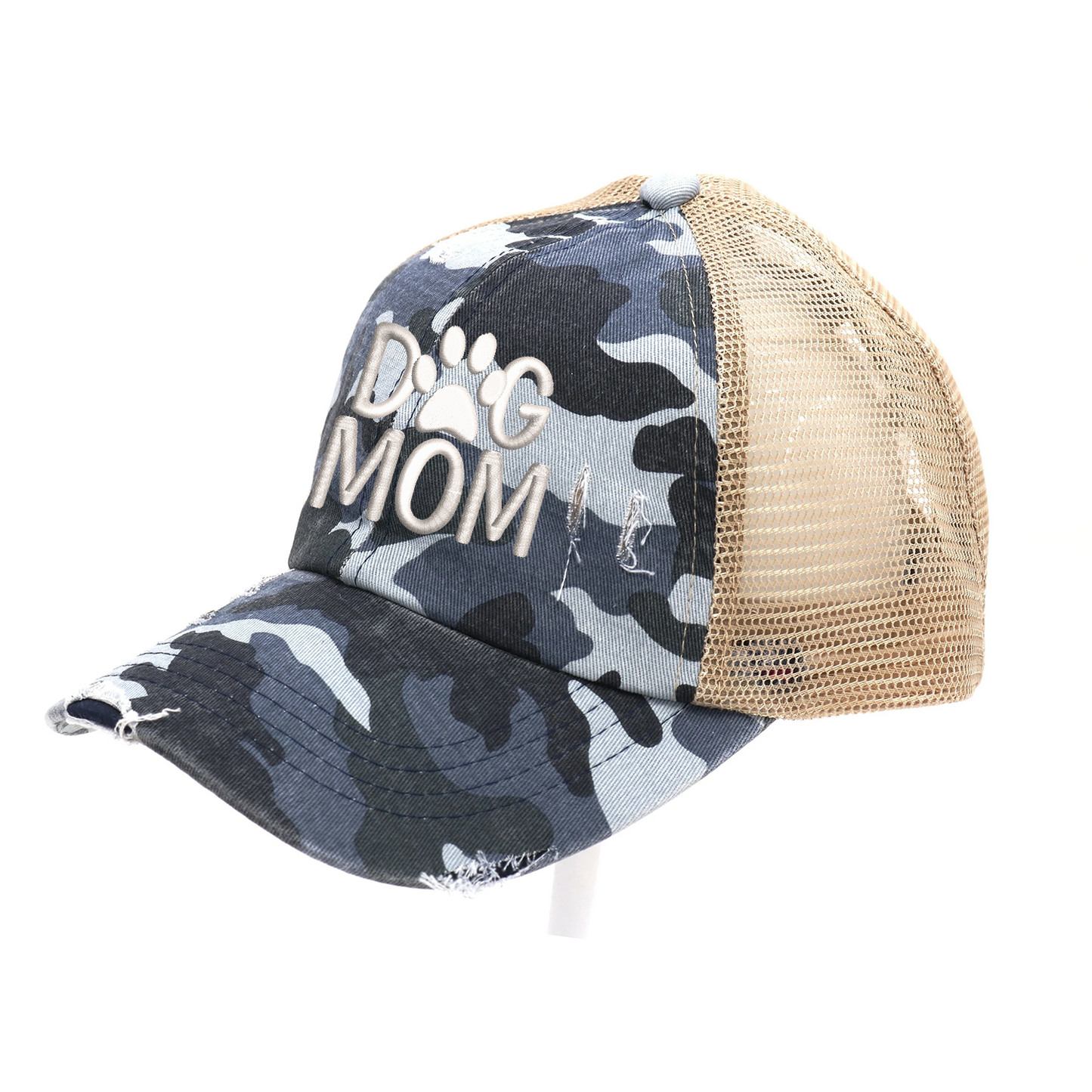 Dog Mom Camo Ponytail Hat