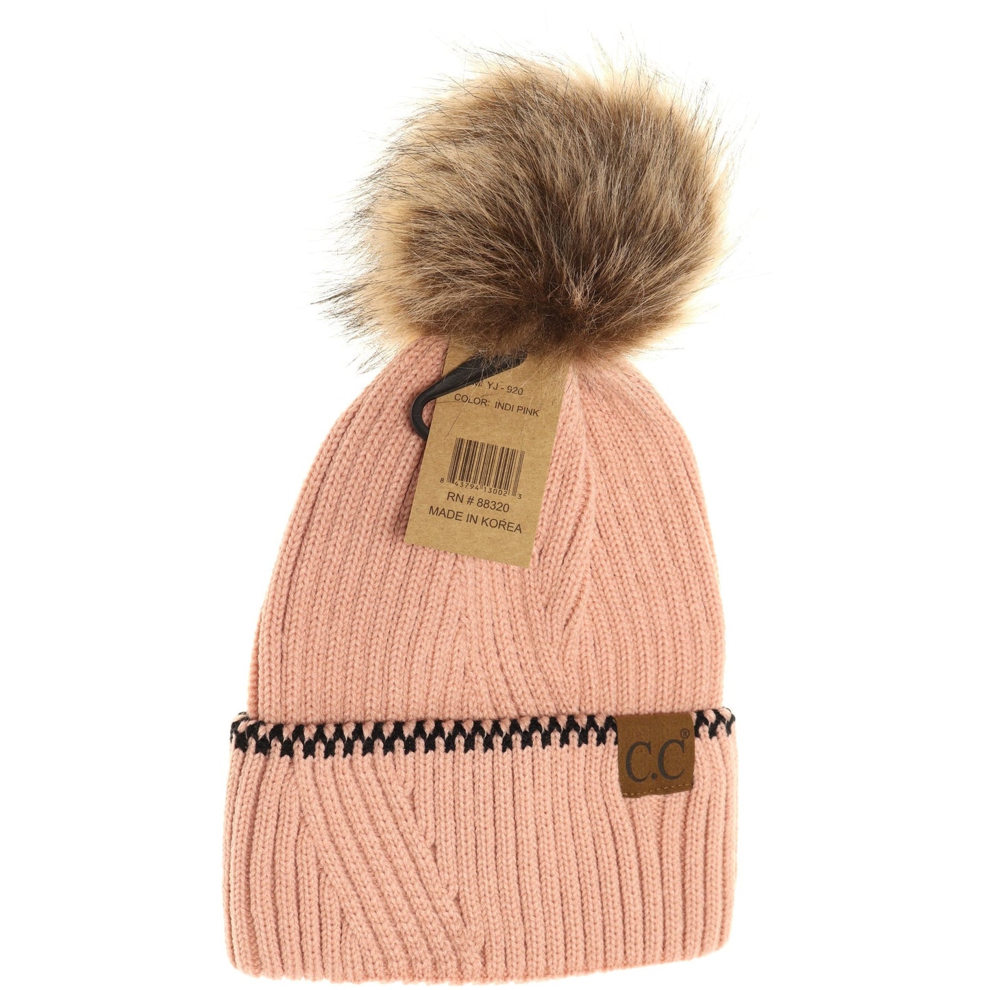 Ribbed Knit Beanie with Accented Cuff