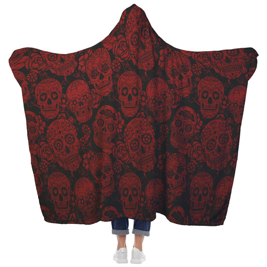 Red Skull Hooded Blanket