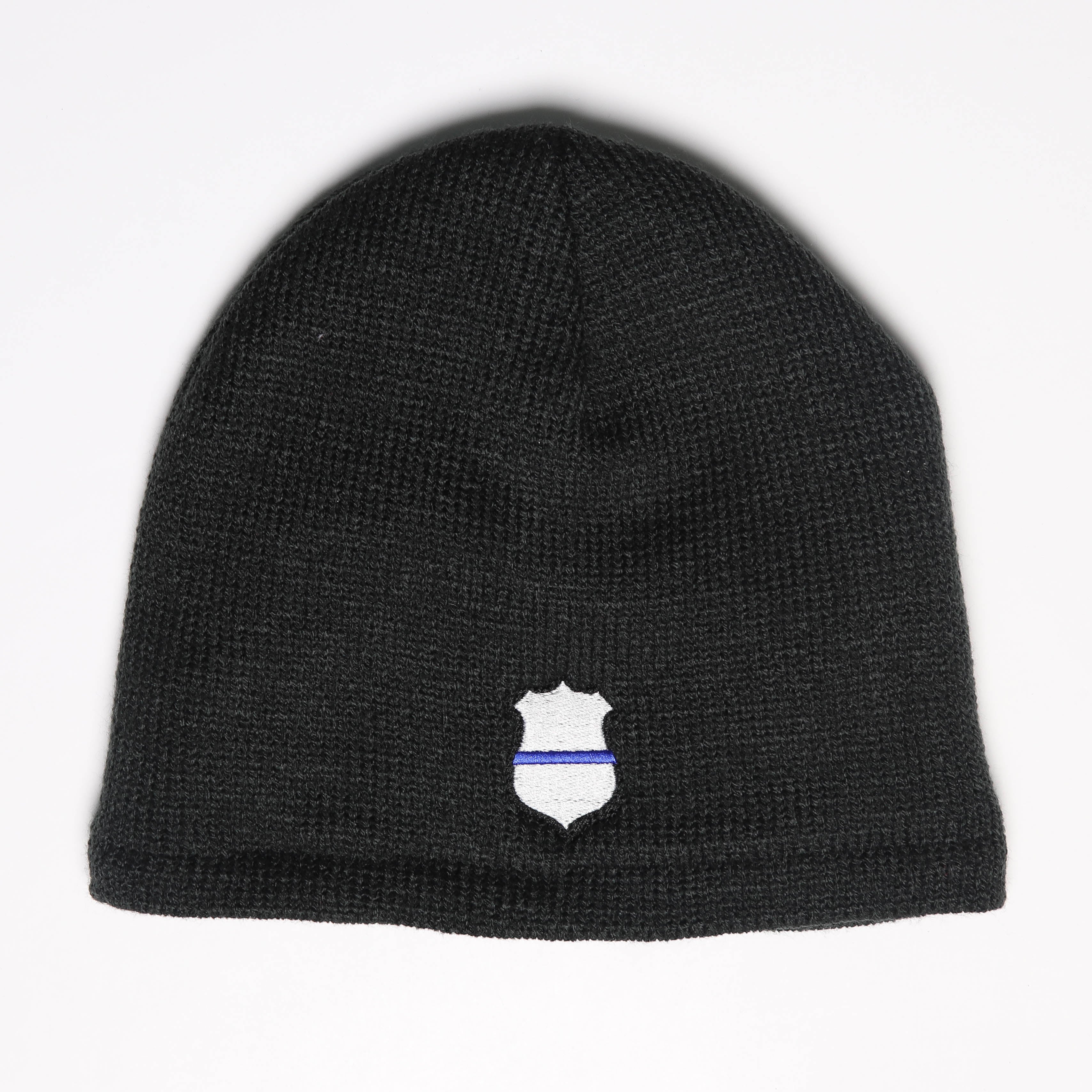 Thin Blue Line Badge Fleece-Lined Beanie Cap