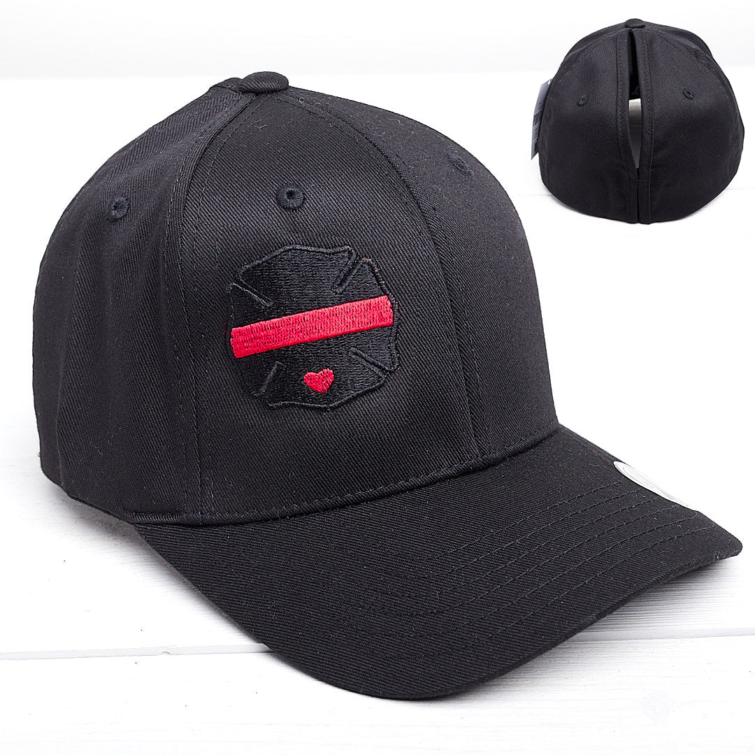 Thin Red Line Maltese Heart Ponytail Stretch Cotton Spandex Headband Hat