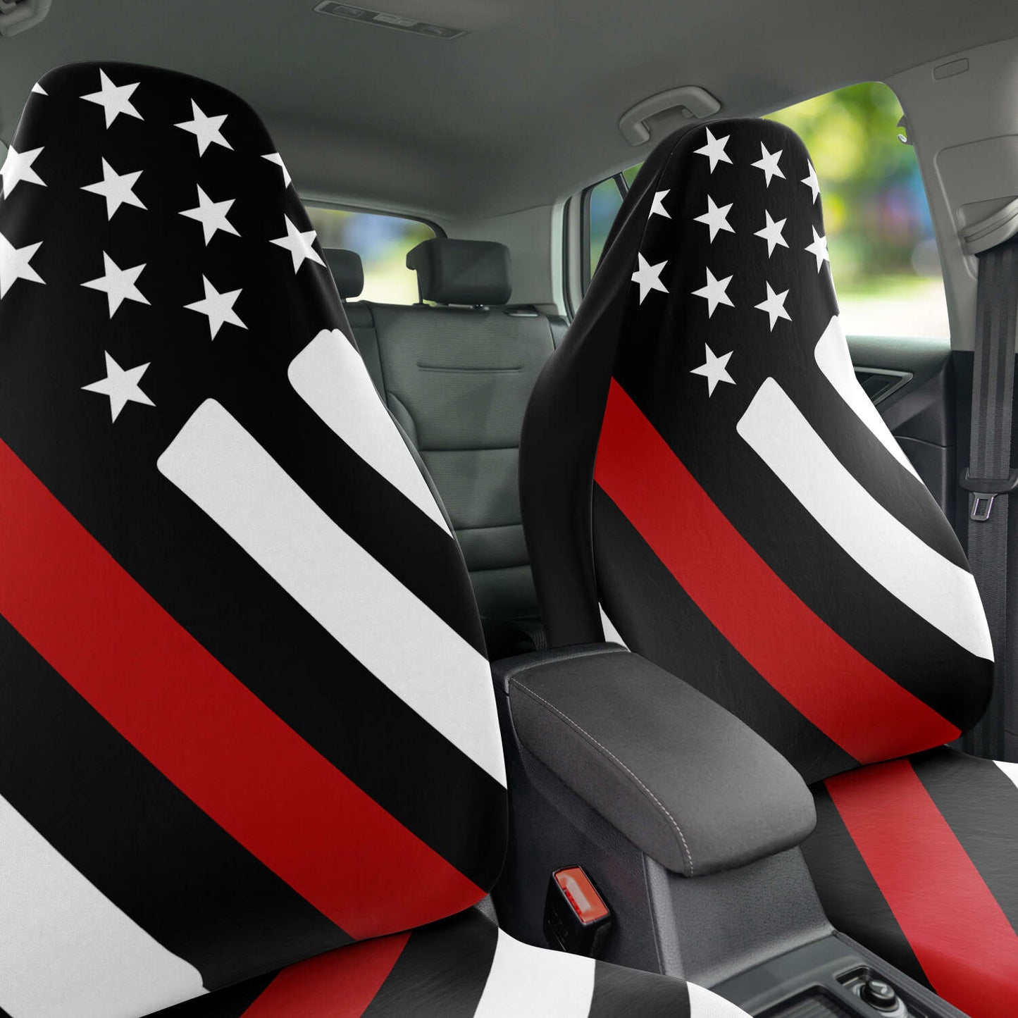 Thin Red Line Drawn Flag Seat Covers
