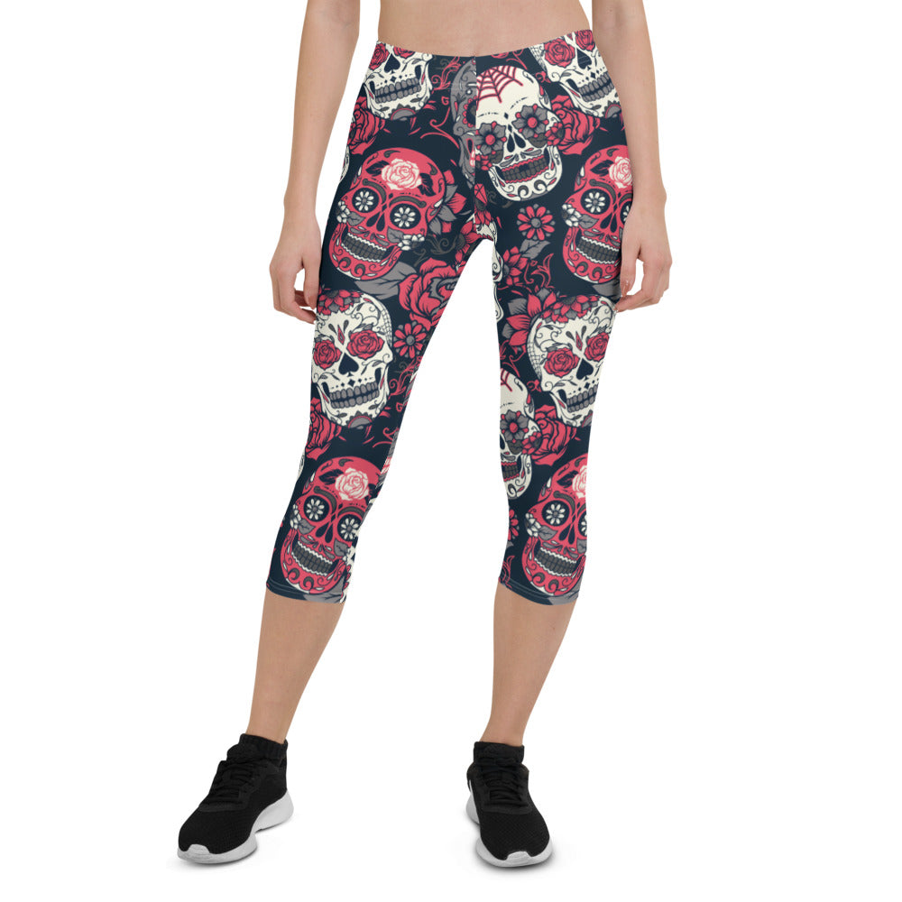 Sugar Skull Capri Leggings