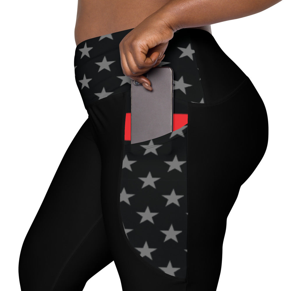 Thin red 2024 line flag leggings