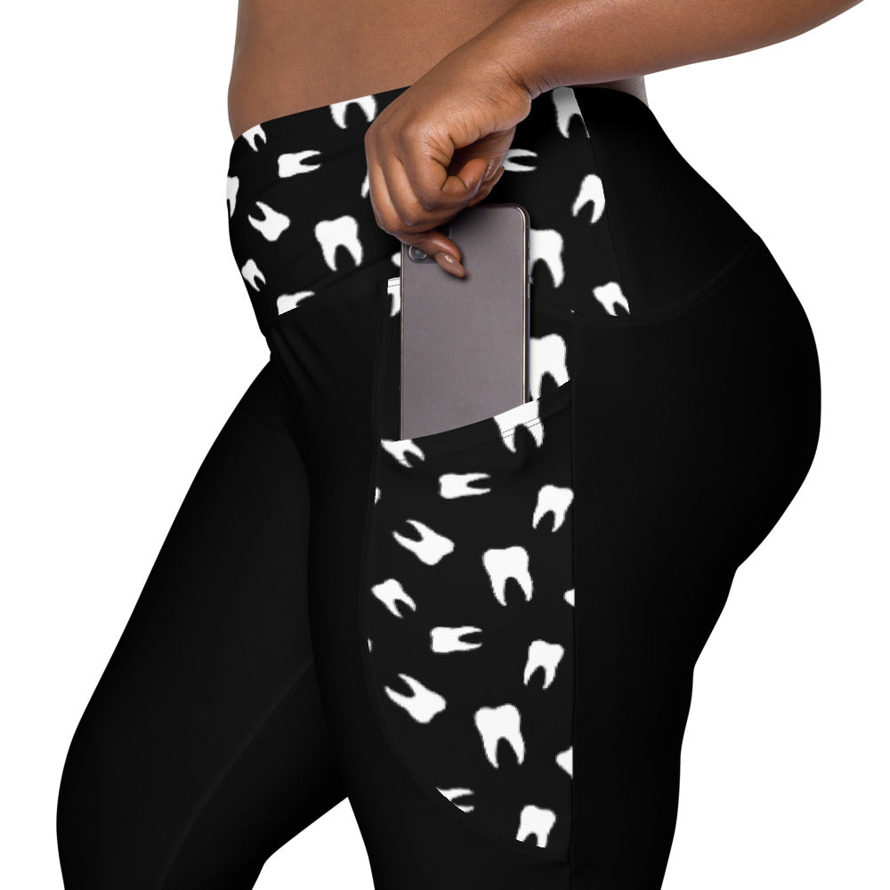 Teeth Crossover leggings with pockets