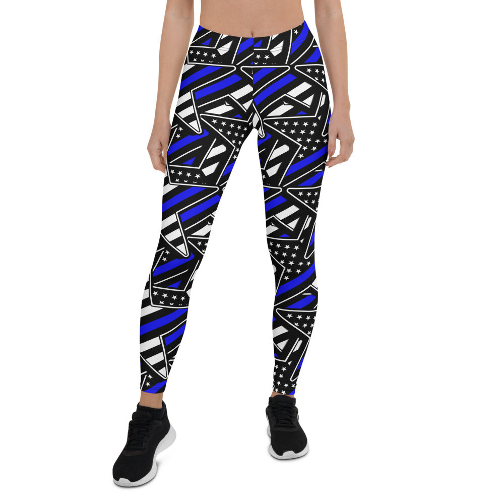 Thin Blue Line Star Pattern Leggings