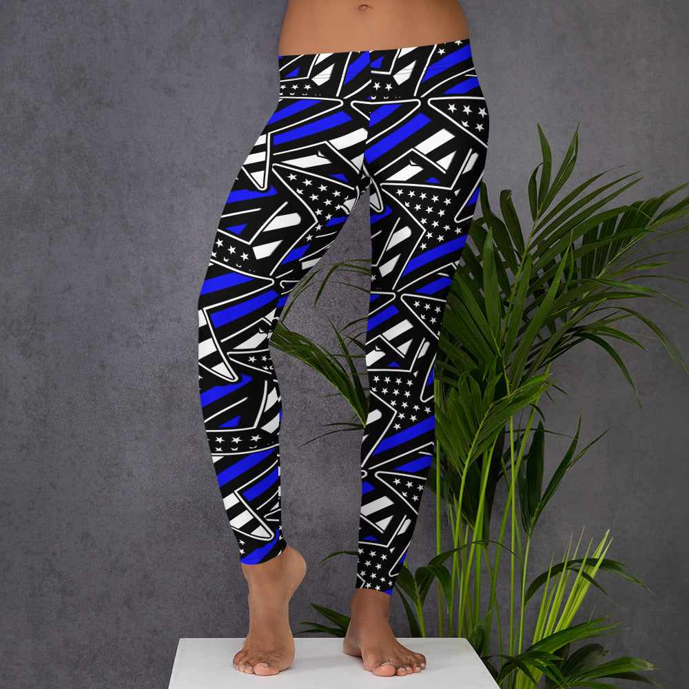 Thin Blue Line Star Pattern Leggings