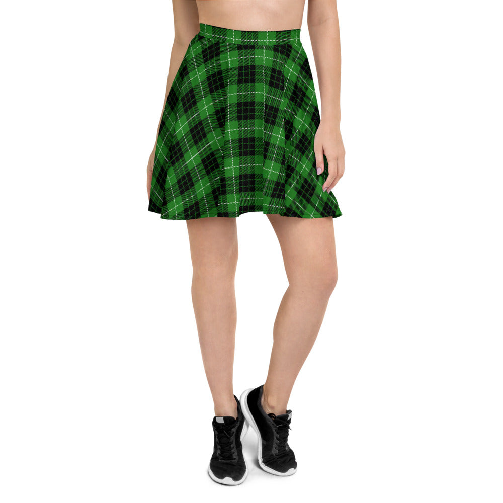 Green Plaid Skater Skirt