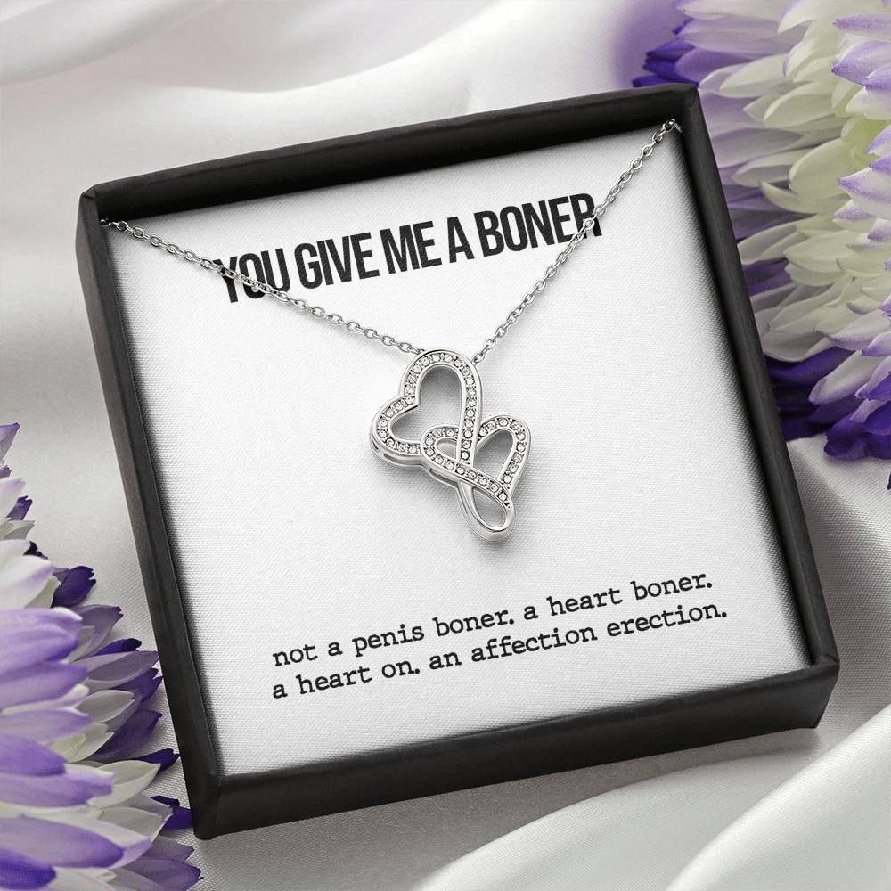 You Give Me A Boner Double Heart Necklace