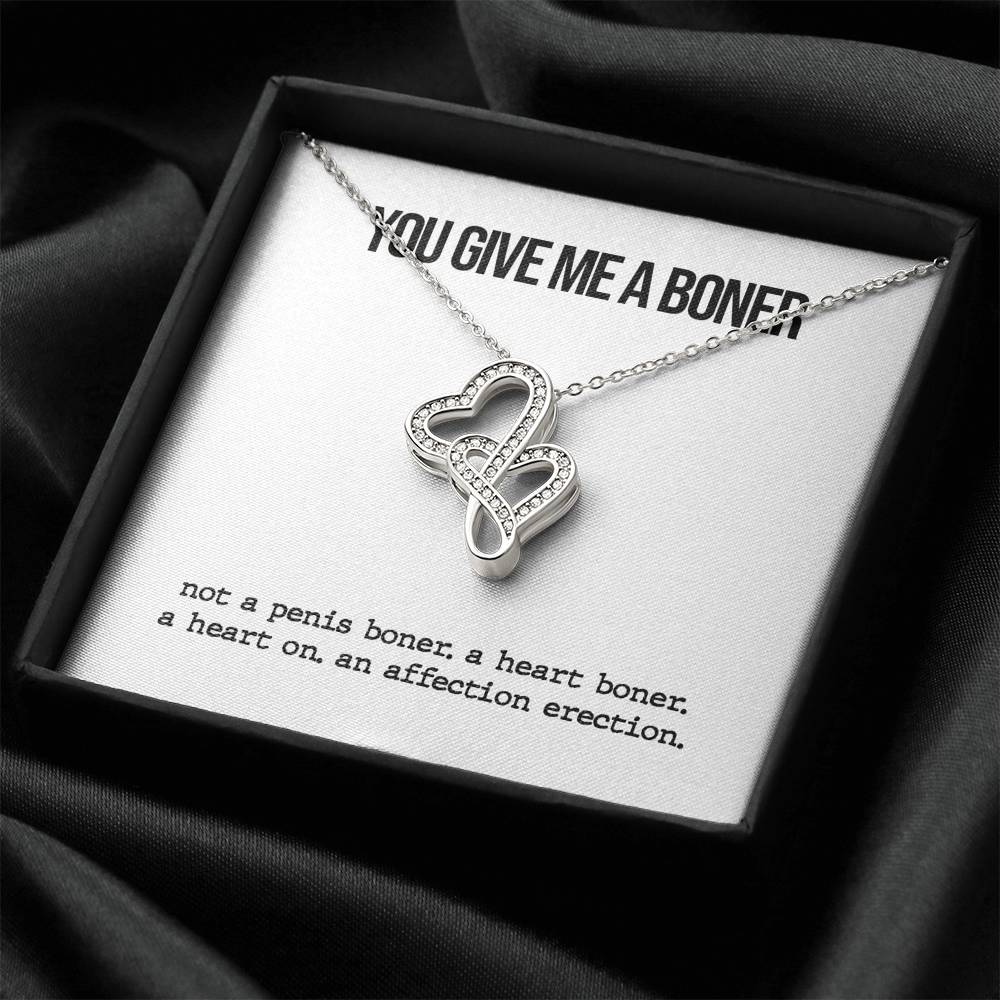 You Give Me A Boner Double Heart Necklace