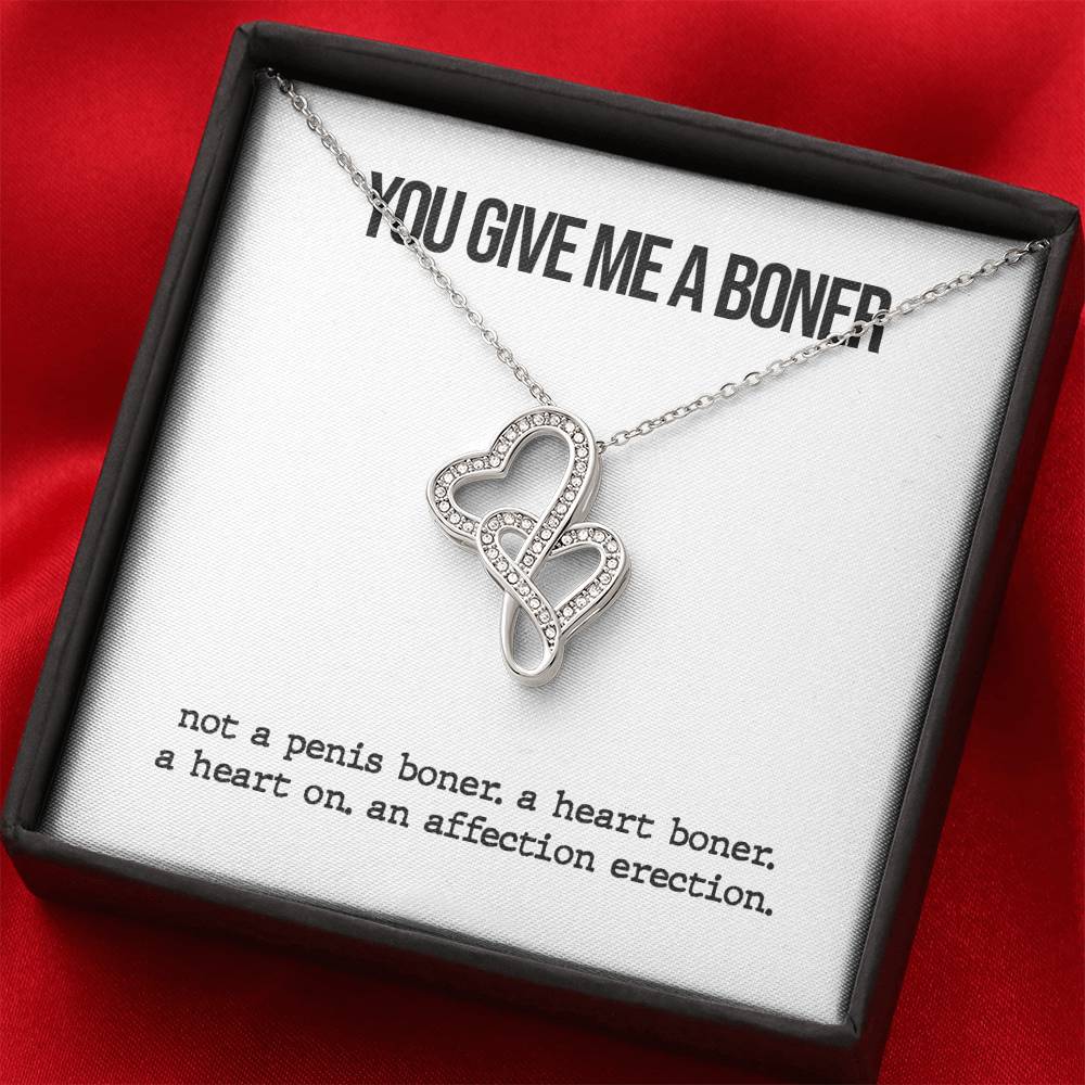 You Give Me A Boner Double Heart Necklace