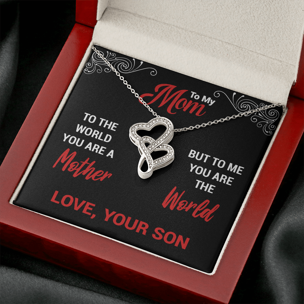 You Are The World Double Heart Necklace (Son To Mom )