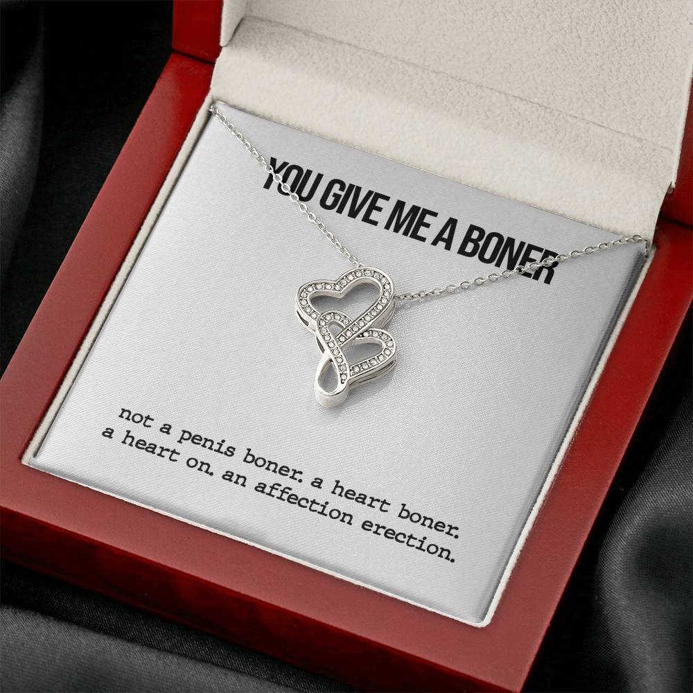 You Give Me A Boner Double Heart Necklace