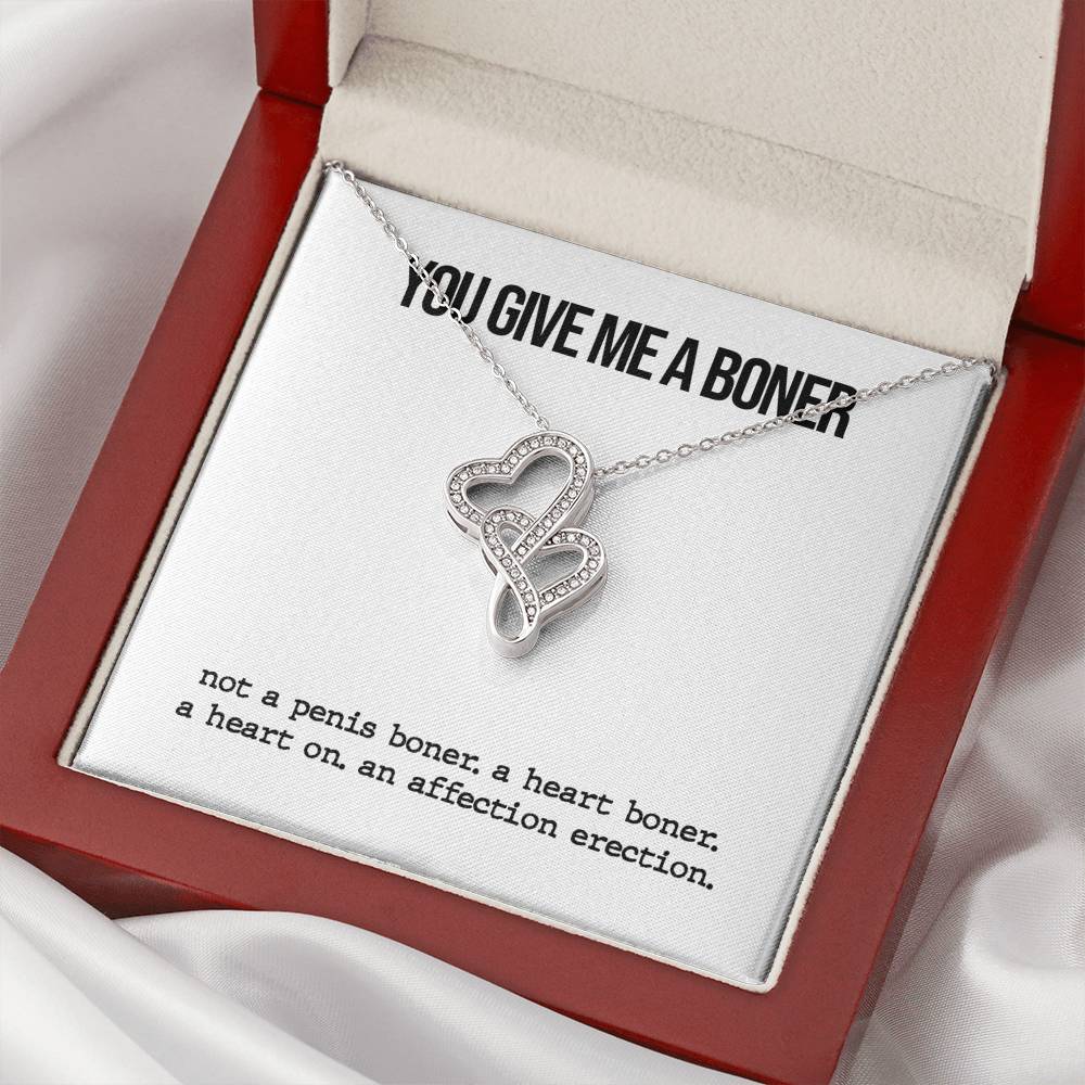 You Give Me A Boner Double Heart Necklace