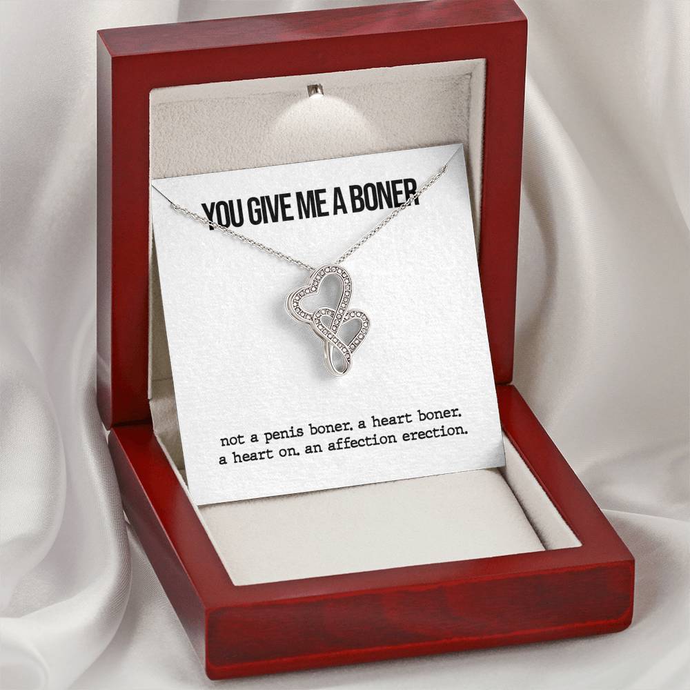 You Give Me A Boner Double Heart Necklace