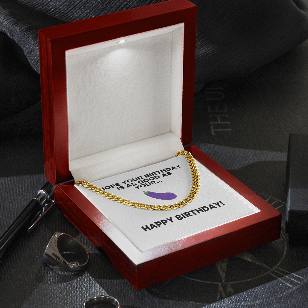 Good Eggplant | Happy Birthday | Cuban Link Chain Necklace