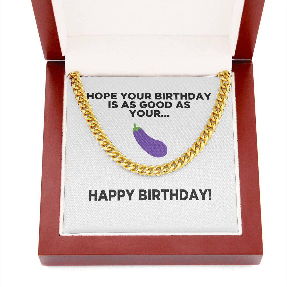 Good Eggplant | Happy Birthday | Cuban Link Chain Necklace