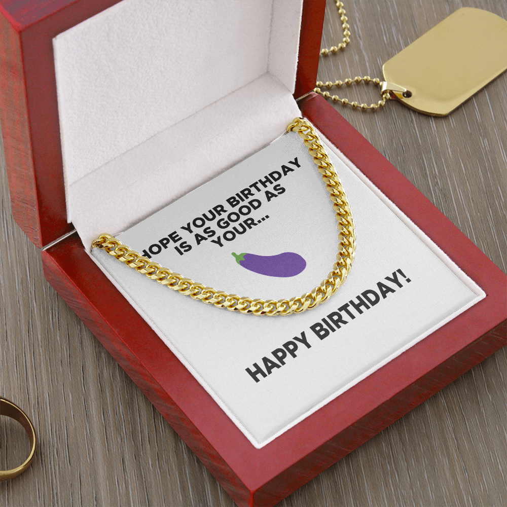Good Eggplant | Happy Birthday | Cuban Link Chain Necklace