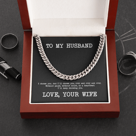 To My Husband Cuban Link Chain Necklace