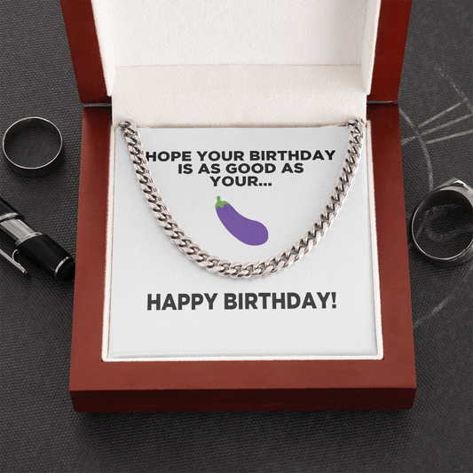 Good Eggplant | Happy Birthday | Cuban Link Chain Necklace