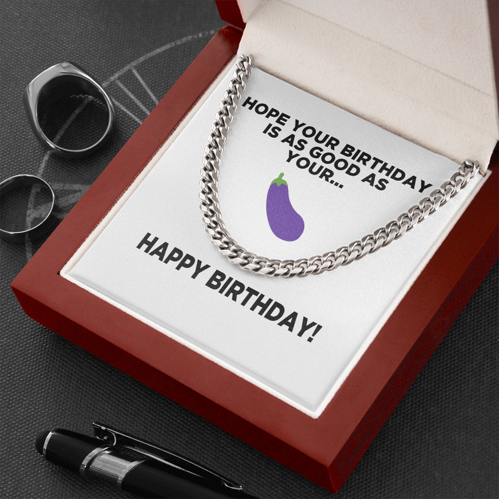 Good Eggplant | Happy Birthday | Cuban Link Chain Necklace