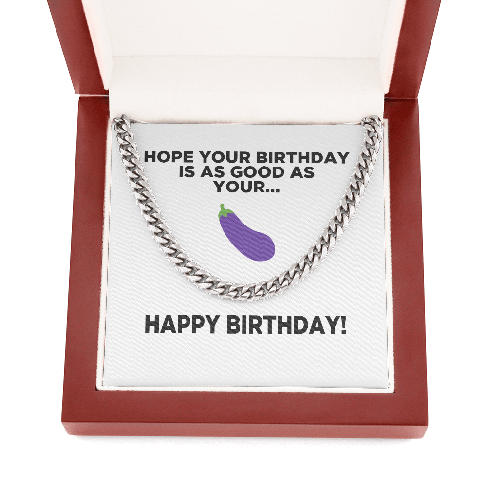 Good Eggplant | Happy Birthday | Cuban Link Chain Necklace