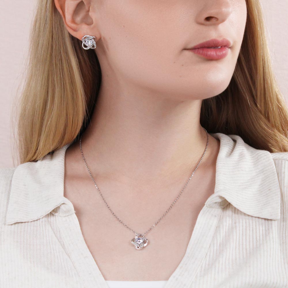 Funny Boner Love Knot Necklace & Earrings Set