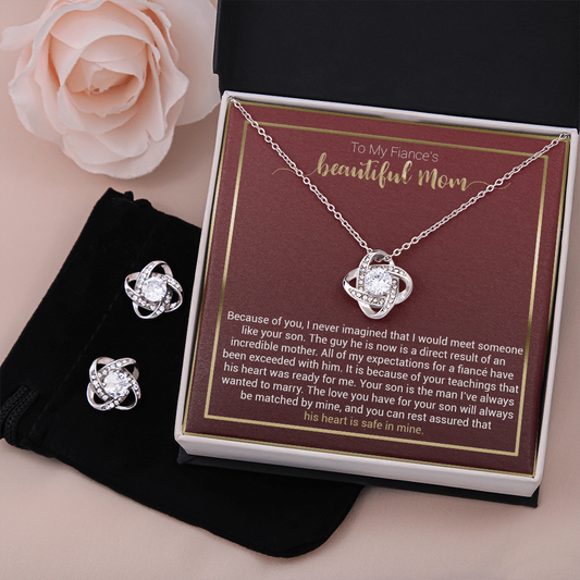 To My Fiance's Beautiful Mom Love Knot Earring & Necklace Set