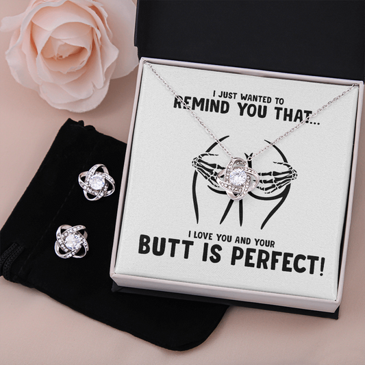 Your Butt Is Perfect Skeleton Hands Love Knot Earring & Necklace Set
