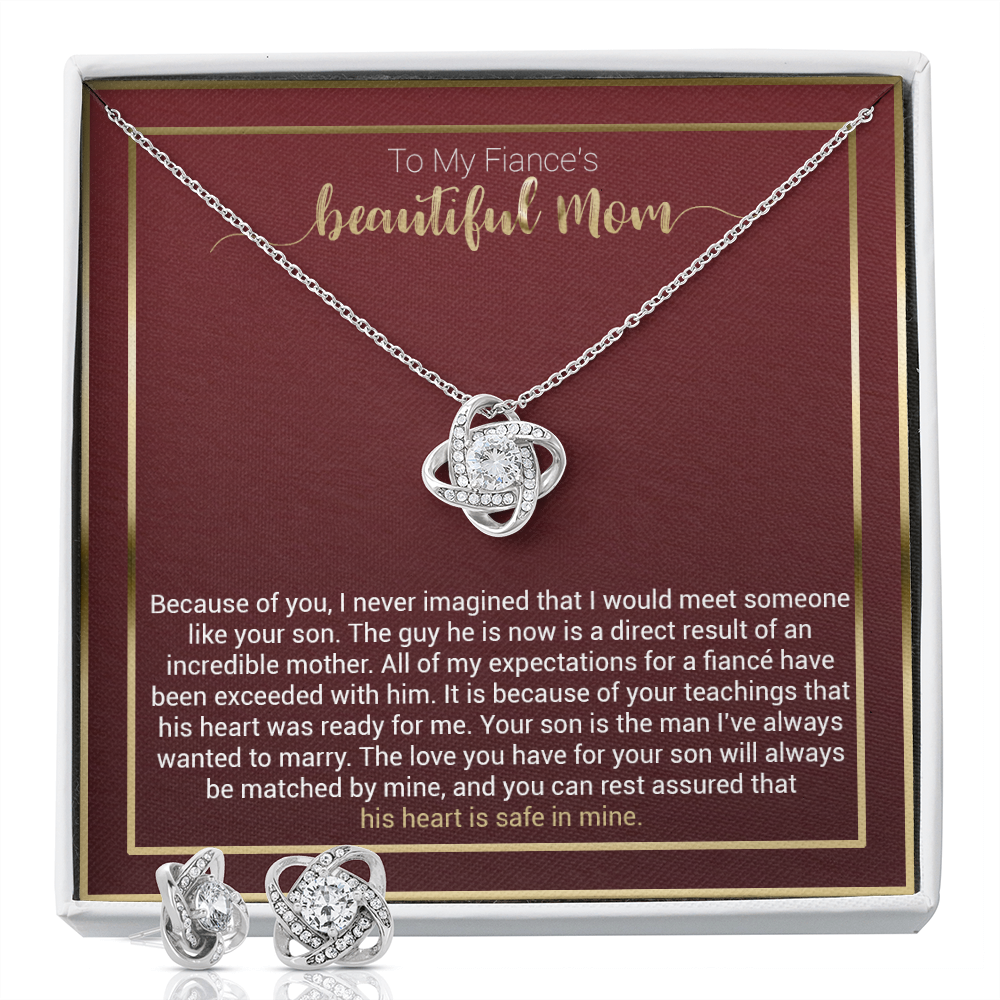 To My Fiance's Beautiful Mom Love Knot Earring & Necklace Set