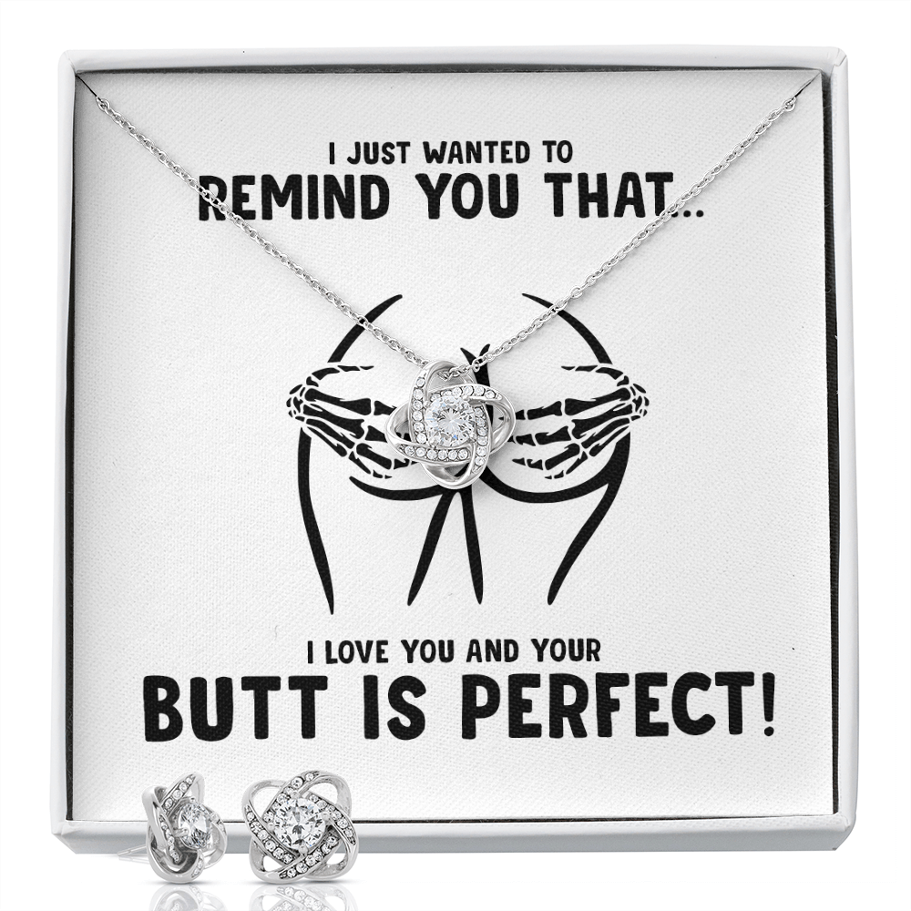 Your Butt Is Perfect Skeleton Hands Love Knot Earring & Necklace Set