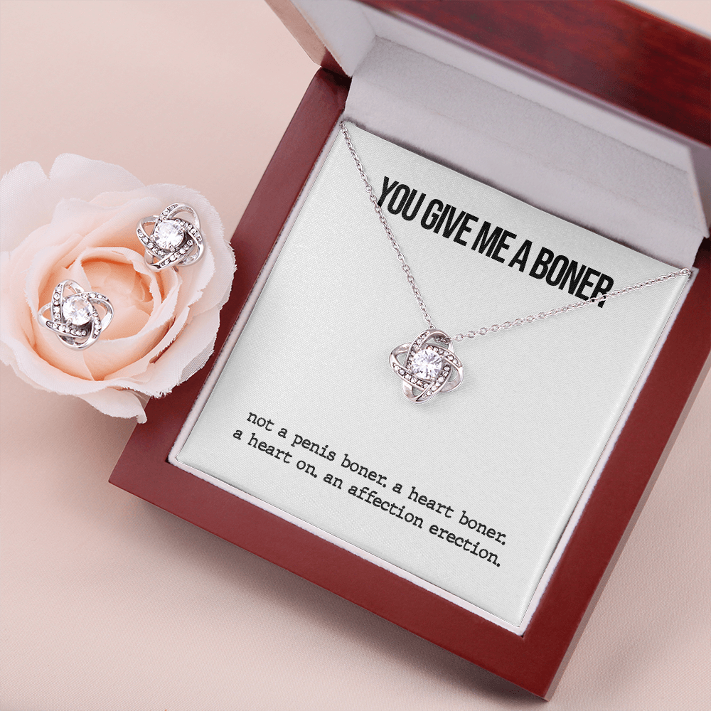 Funny Boner Love Knot Necklace & Earrings Set