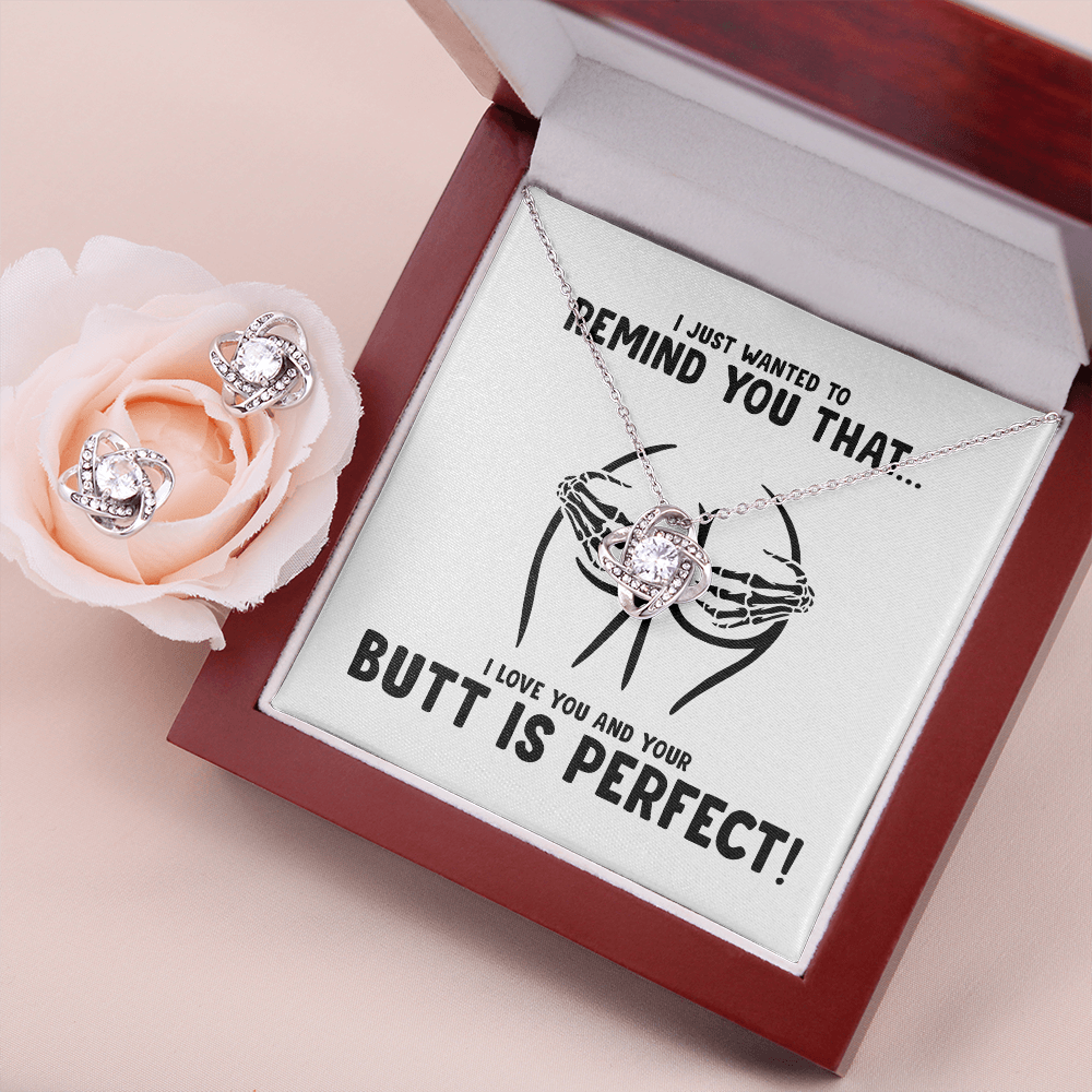 Your Butt Is Perfect Skeleton Hands Love Knot Earring & Necklace Set