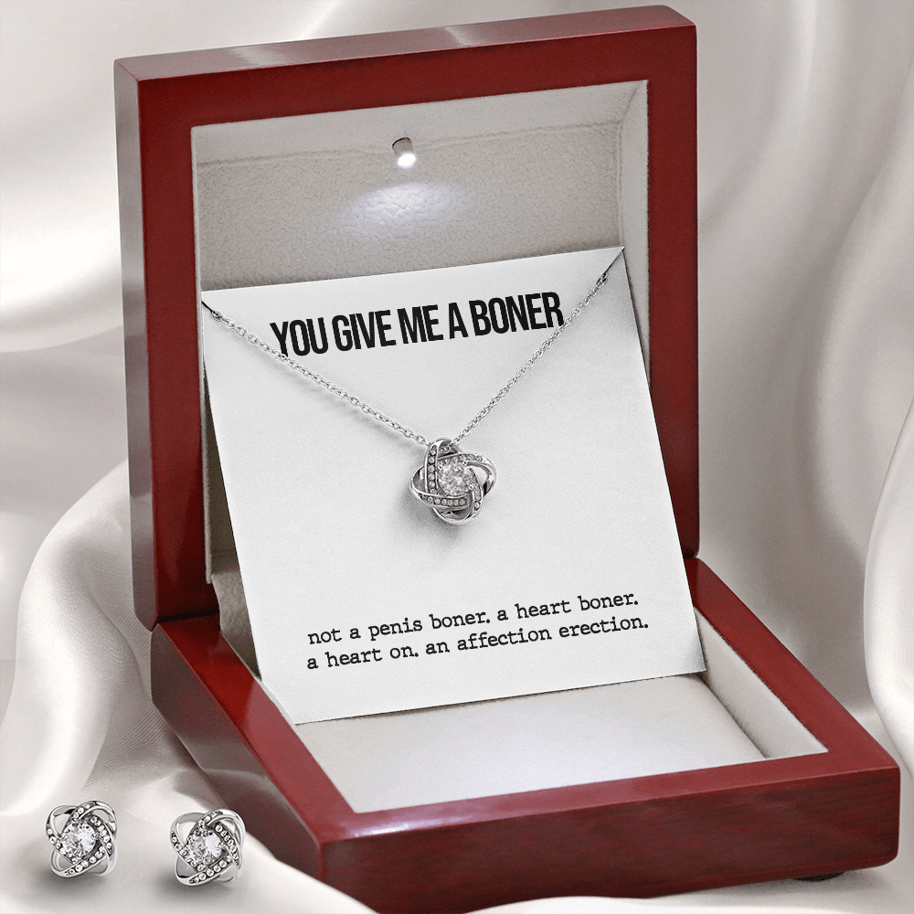 Funny Boner Love Knot Necklace & Earrings Set
