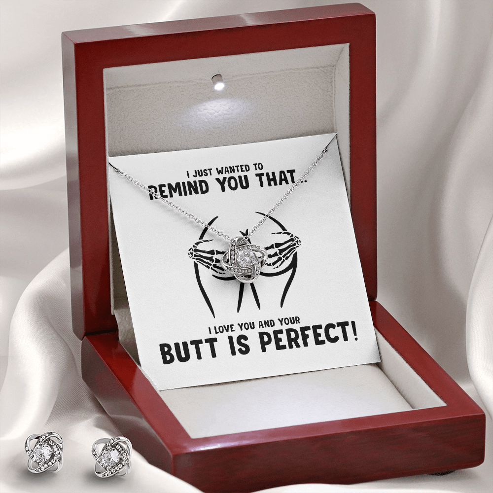 Your Butt Is Perfect Skeleton Hands Love Knot Earring & Necklace Set