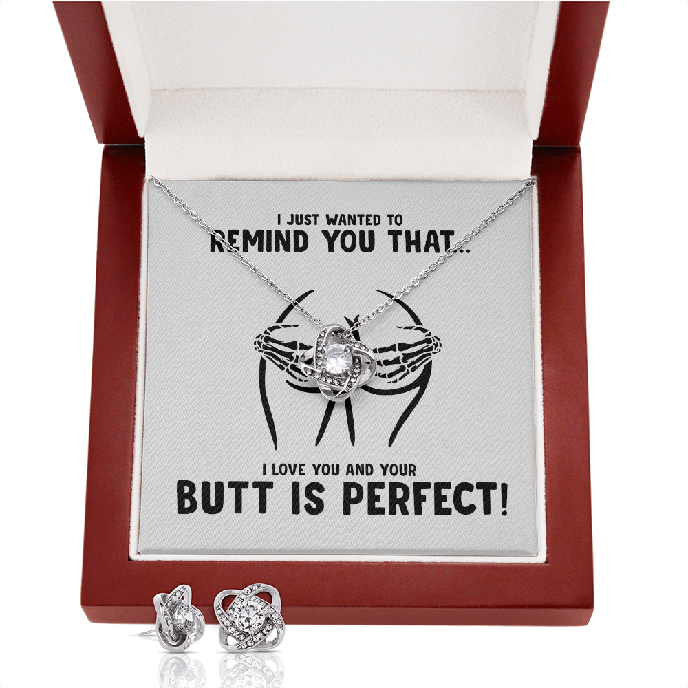 Your Butt Is Perfect Skeleton Hands Love Knot Earring & Necklace Set