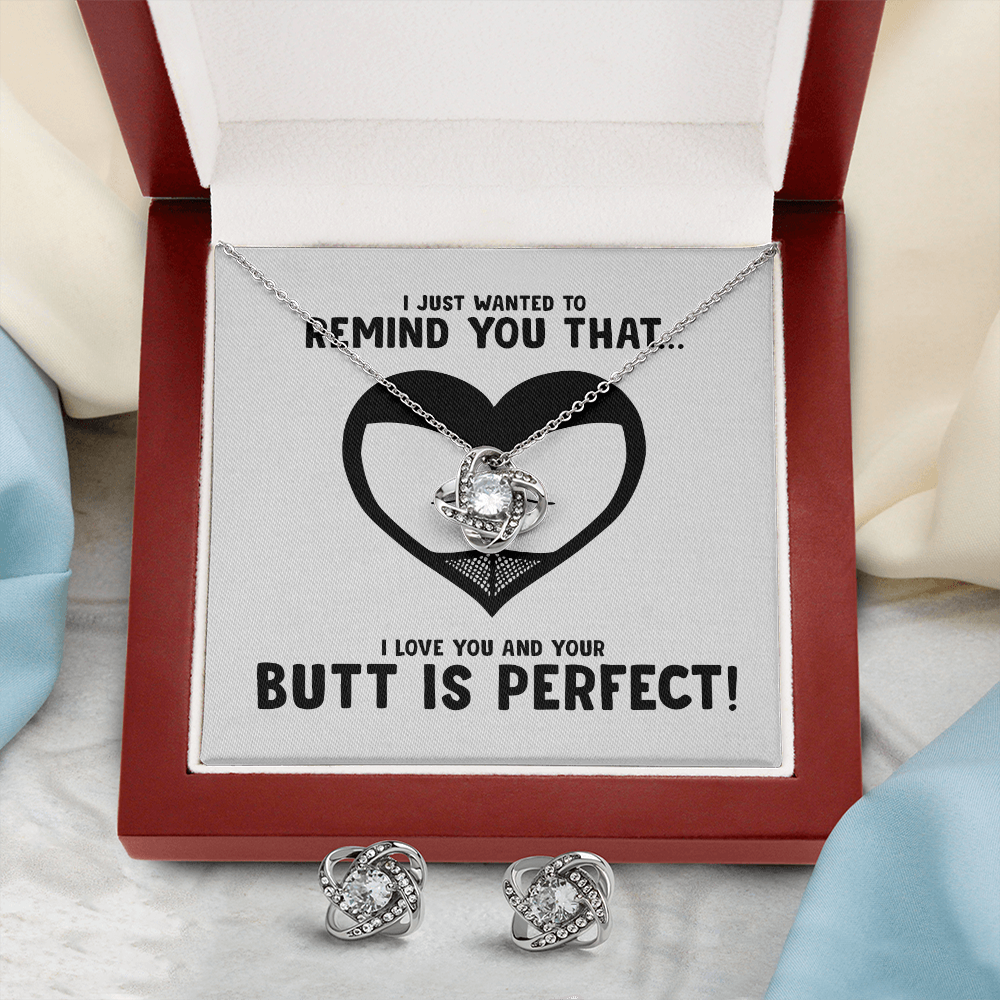 Your Butt is Perfect Love Knot Earring & Necklace Set