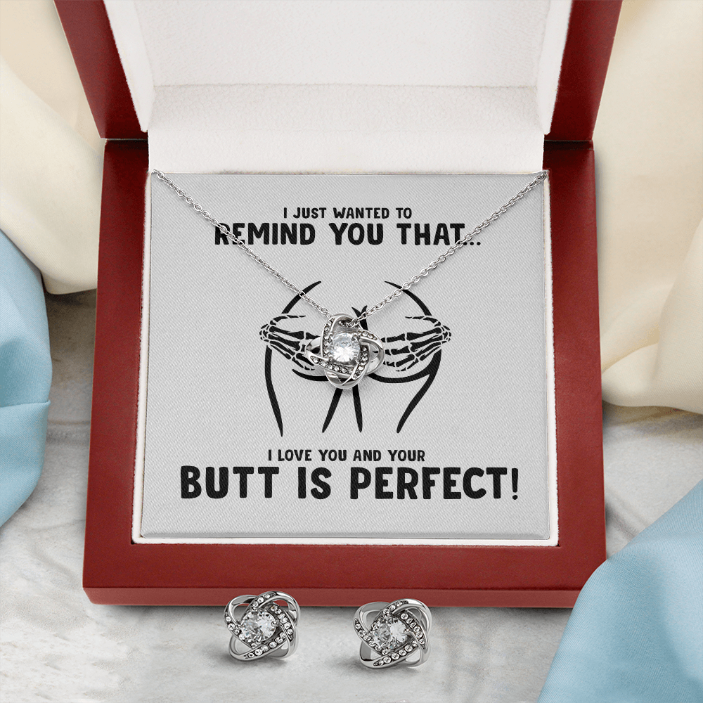 Your Butt Is Perfect Skeleton Hands Love Knot Earring & Necklace Set