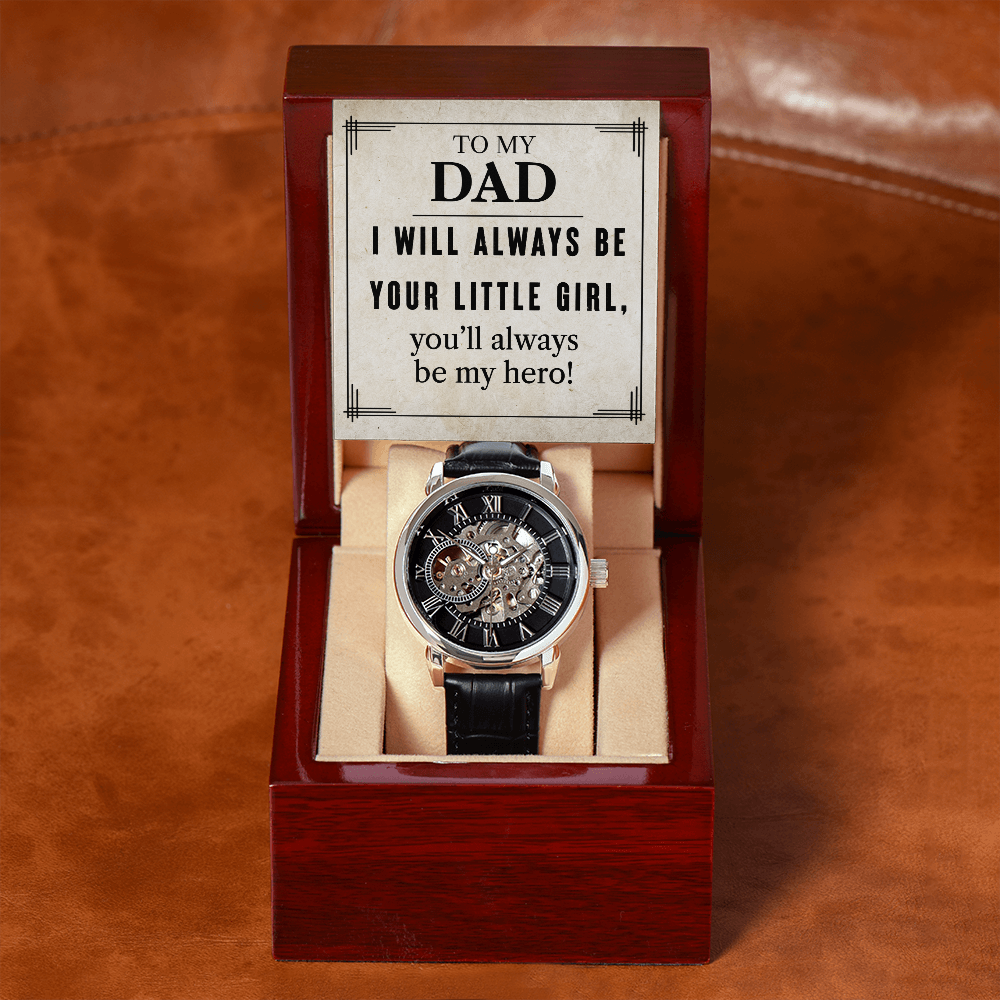 To My Dad | Your Little Girl | Men's Openwork Watch