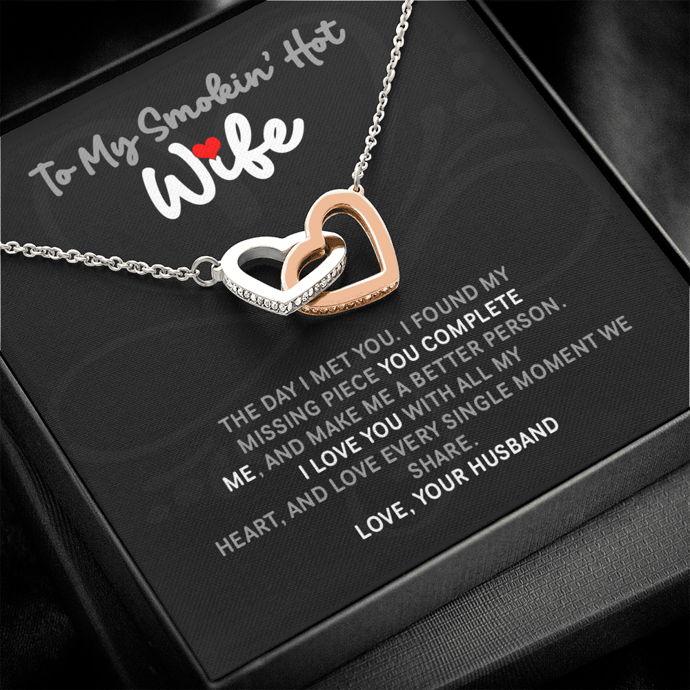 To My Smokin' Hot Wife Interlocked Hearts Necklace