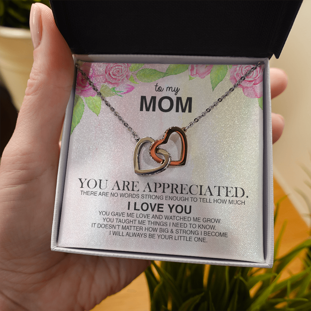 To My Mom You Are Appreciated Interlocking Hearts Necklace