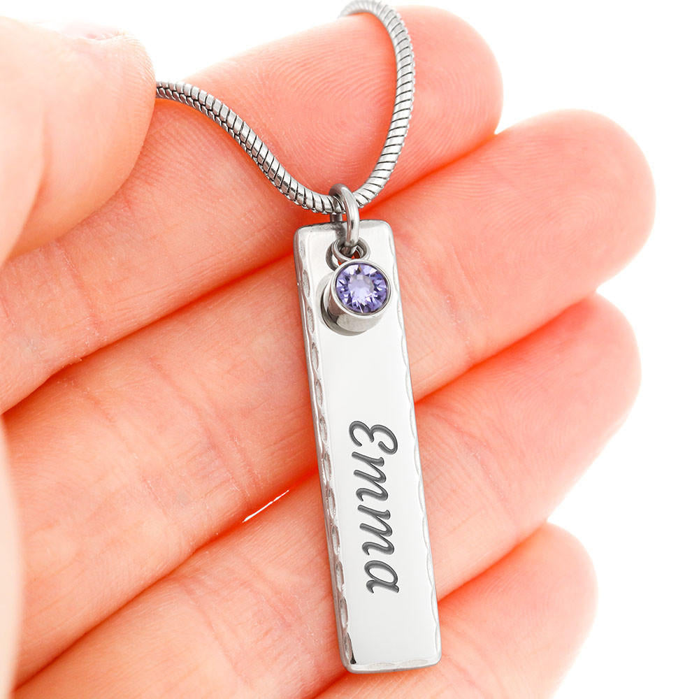 Happy Mother's Day Birthstone Name Necklace