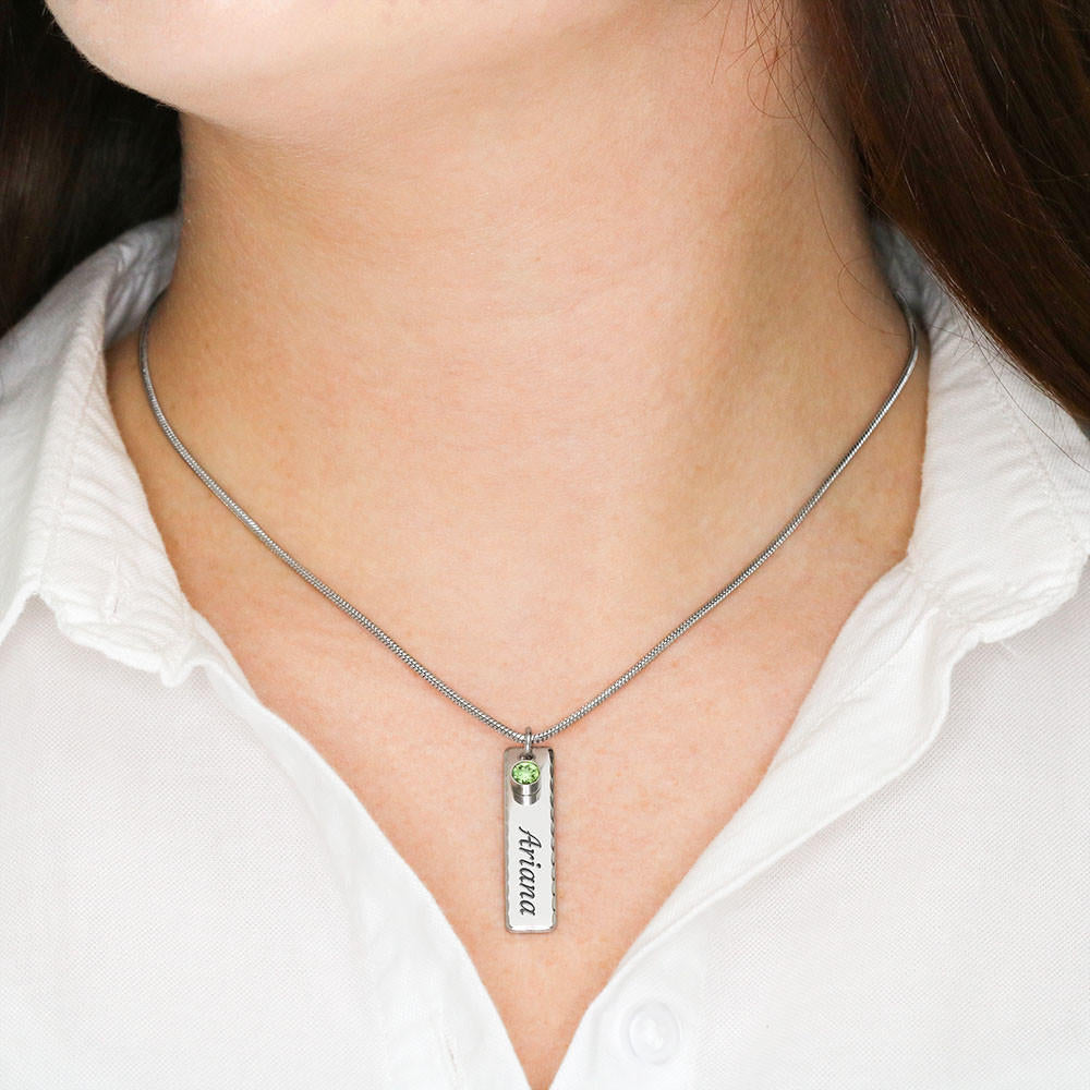 Happy Mother's Day Birthstone Name Necklace