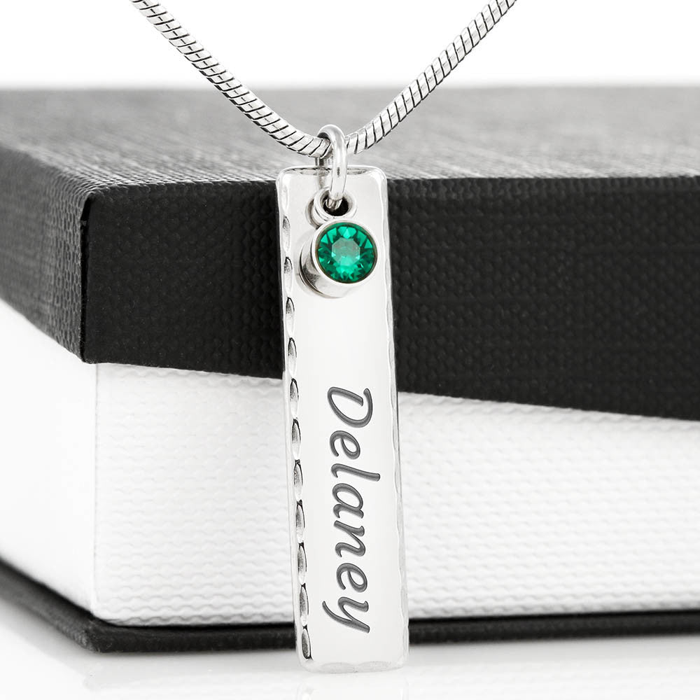 Happy Mother's Day Birthstone Name Necklace