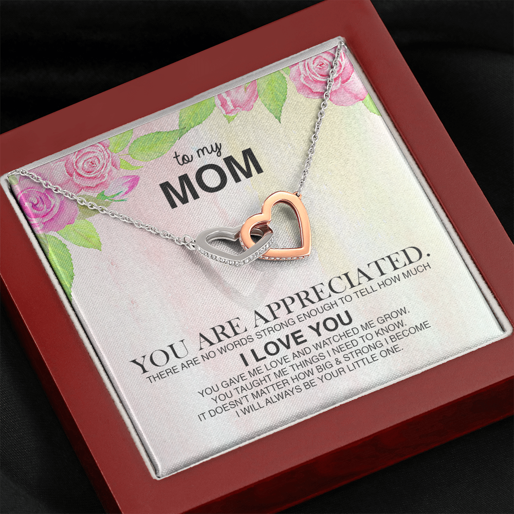 To My Mom You Are Appreciated Interlocking Hearts Necklace