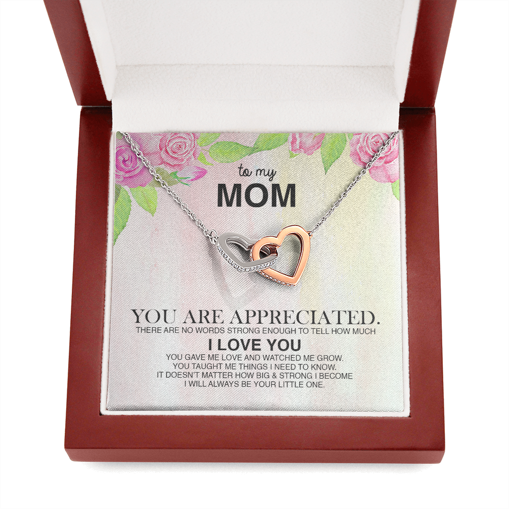 To My Mom You Are Appreciated Interlocking Hearts Necklace